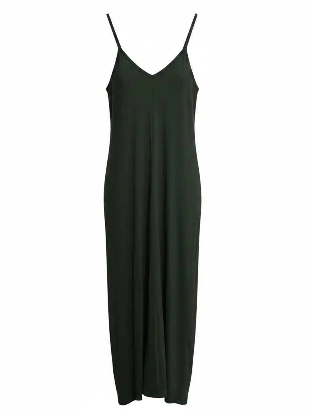 Zenana Outfitters Dark Green Slip Maxi Dress - Spaghetti Strap V-Neck